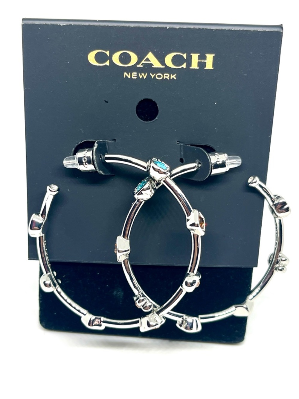Coach Silver Plated Hoop Earrings NWT